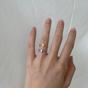 NEW Tiffany T like Adjustable Cross Ring Gold Plated over Silver